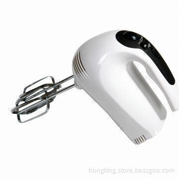 Hand Mixer with 300W Power, 5 Speeds, Turbo, Black and White Colors